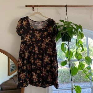 American Apparel Brown Floral Babydoll Dress Small
